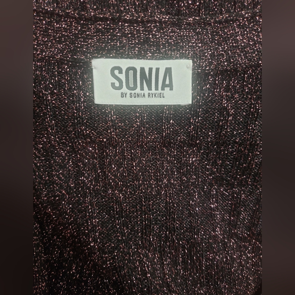 SONIA by Sonia Rykiel Metalic Black Rose Gold Cardigan Large